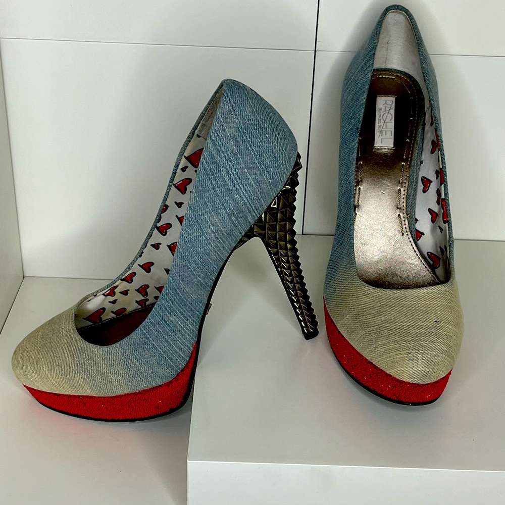 Women pumps, Rachel Rachel Roy, Jean in color red on front with spike on heel